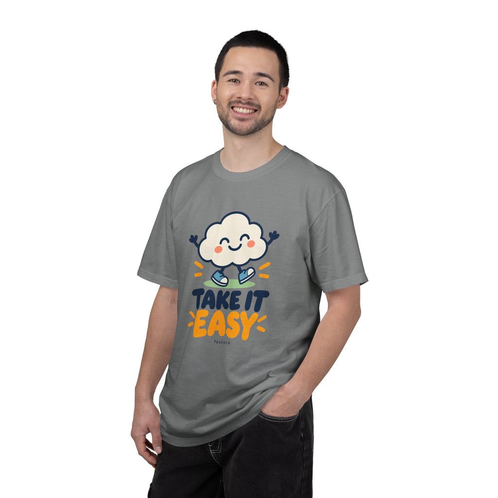 Take It Easy – Happy Cloud Graphic T-Shirt | Festora Everyday