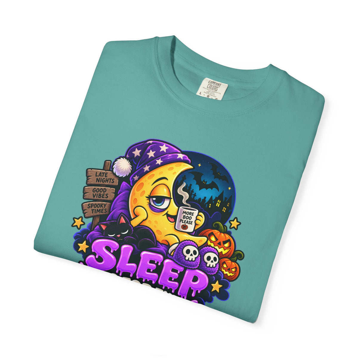 Sleep Is for the Living – Funny Halloween Moon T-Shirt