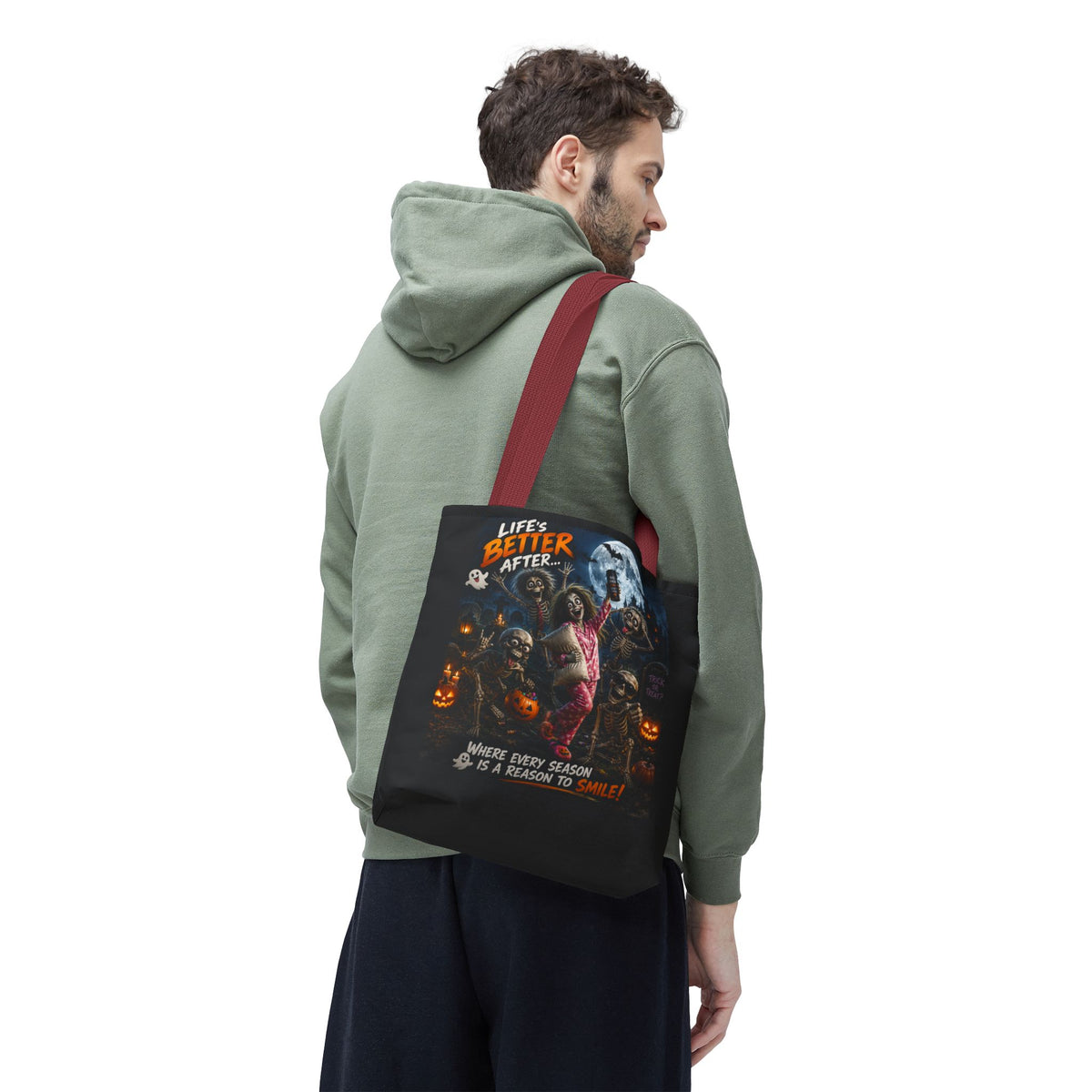 Halloween Horror Tote Bag - "Life's Better After" Trick-or-Treat Pumpkin Design