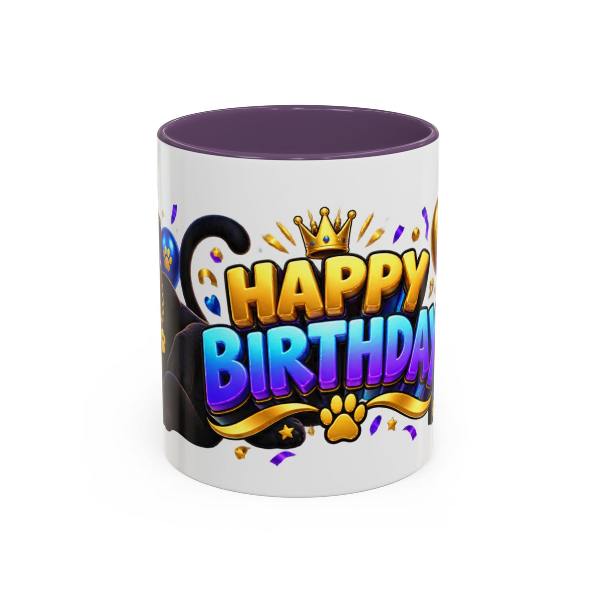 Black Panther Happy Birthday Mug – Purple Blue & Gold Birthday Gift – FestoraShop White Coffee Mug