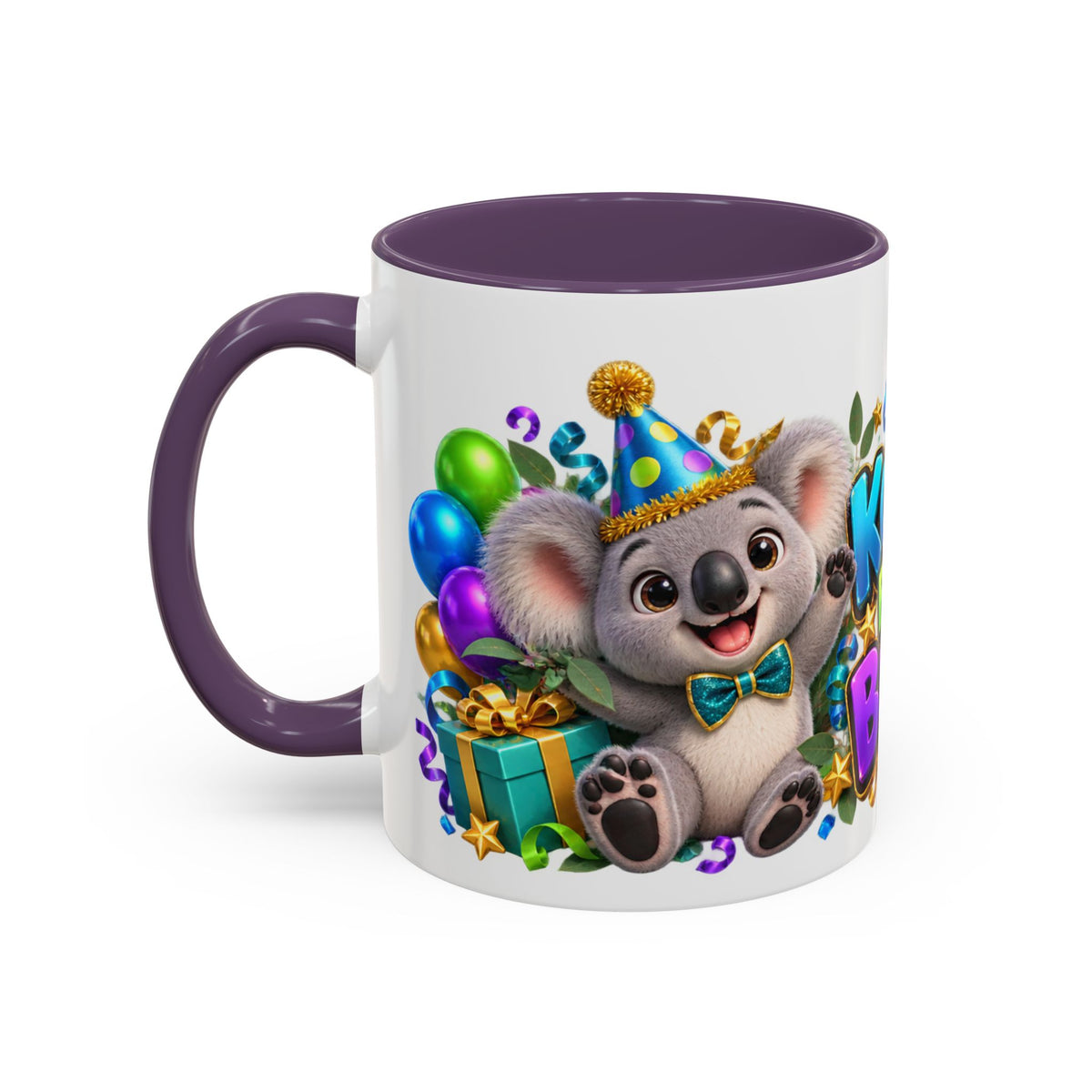 Koala-Fied for a Great Birthday White Mug – Cute Koala Birthday Cup, Colorful Fun Party Gift
