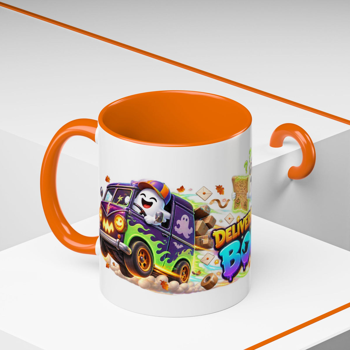 Delivering the Boos Ghost Delivery Halloween White Mug