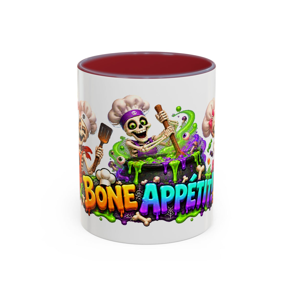 Bone Appetit Skeleton Chefs Halloween White Mug