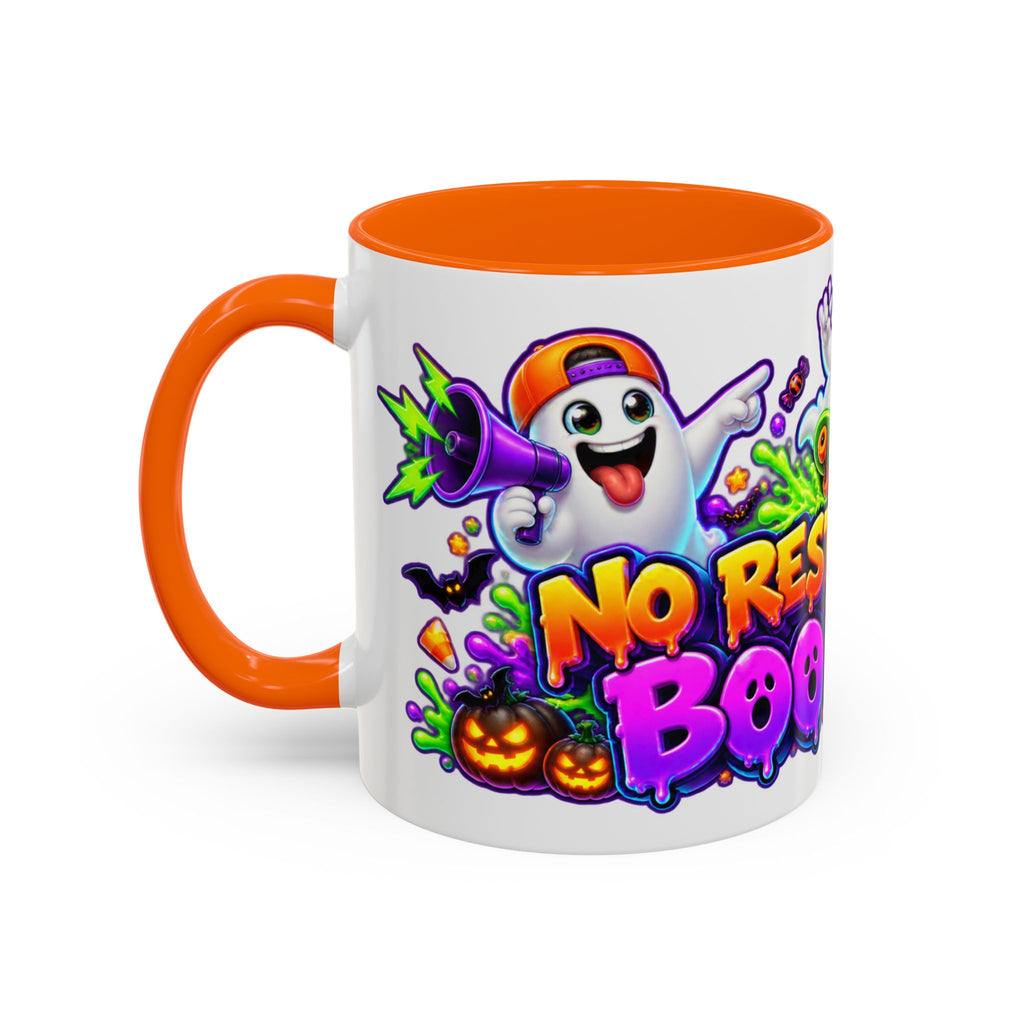 No Rest for the Boo Crew Crazy Ghosts Halloween White Mug
