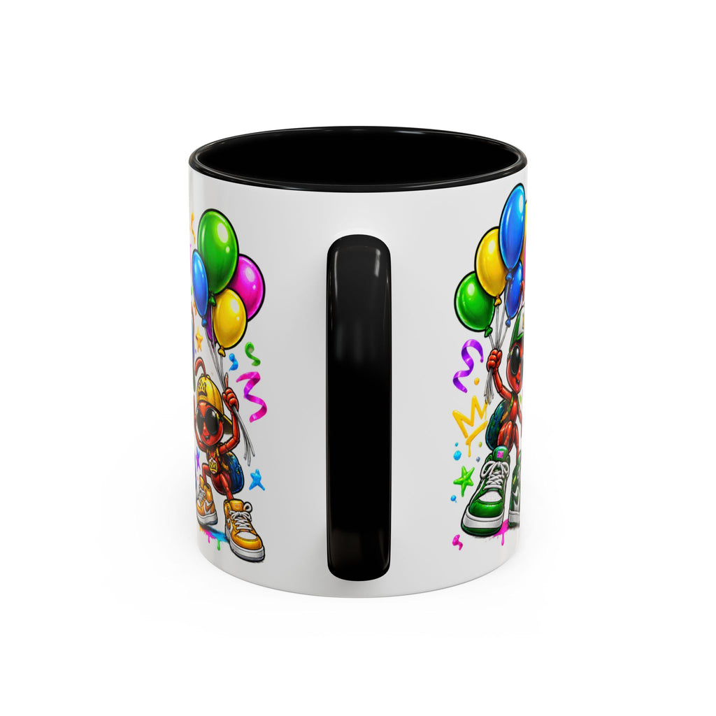 Happy Birthday Accent Coffee Mug - Colorful Graffiti Party Design (11 oz)