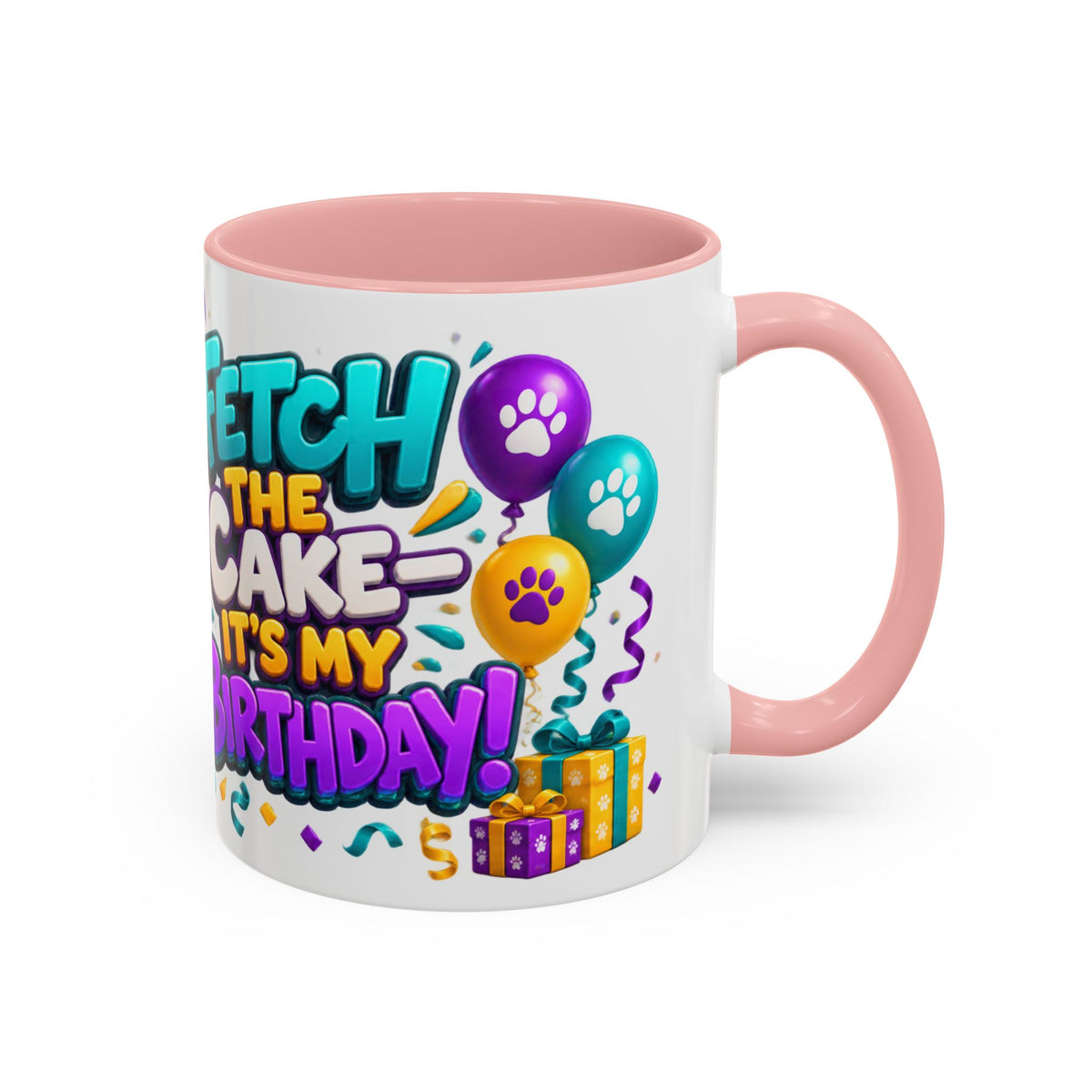 Beagle Birthday Mug – Fetch the Cake White Ceramic Coffee Cup