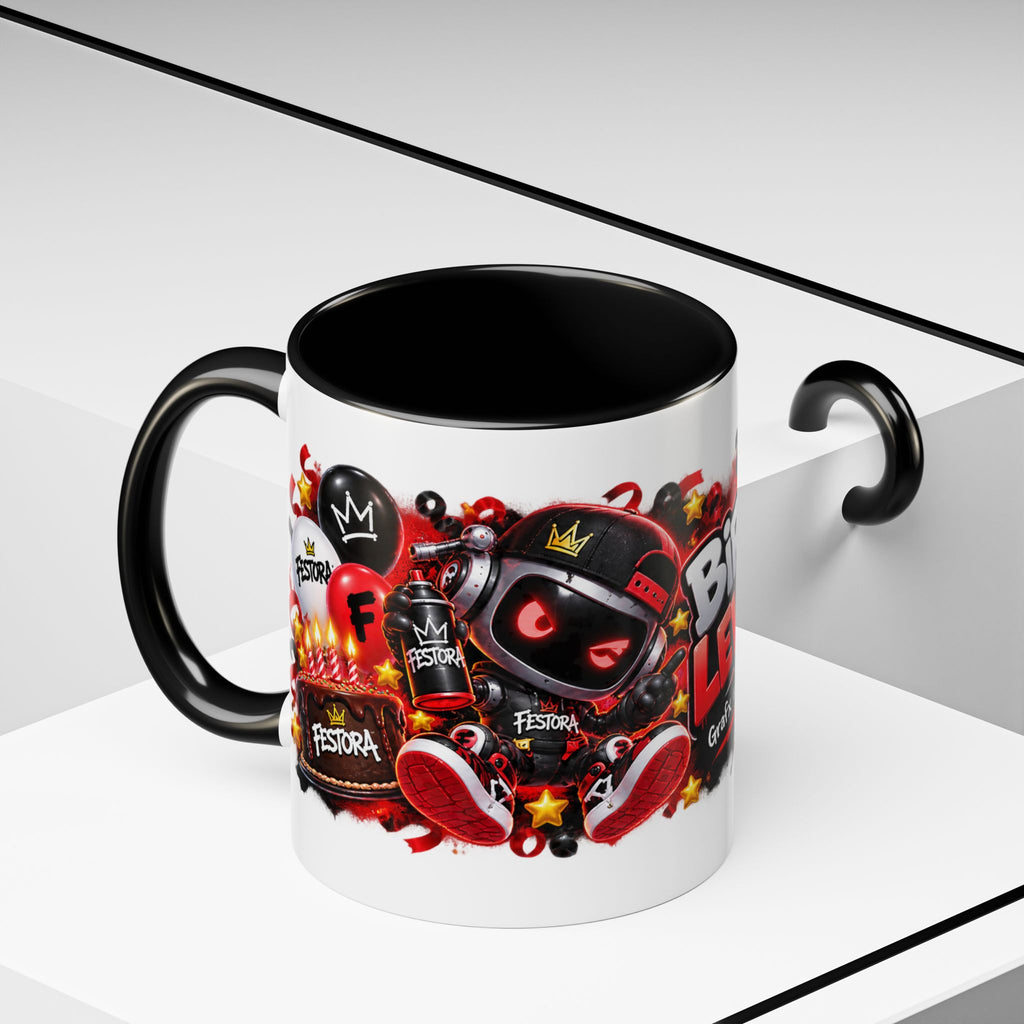 Festora Grafx Birthday Mug – Birthday Level Up Robot Coffee Cup