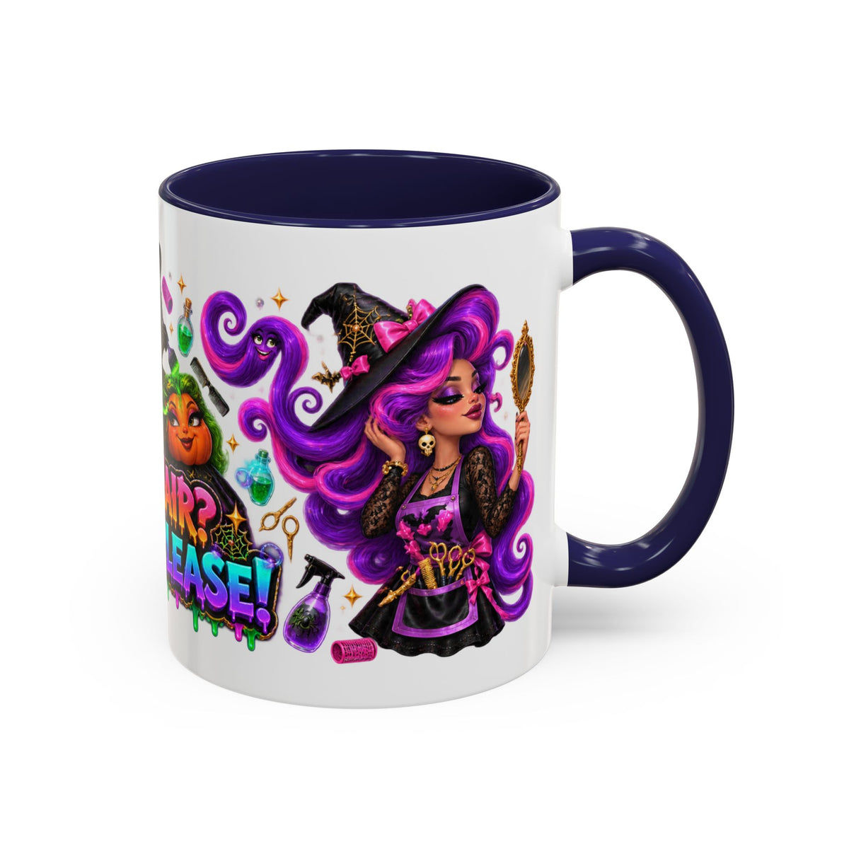 Bad Hair Witch Please Halloween Hairstylist White Mug