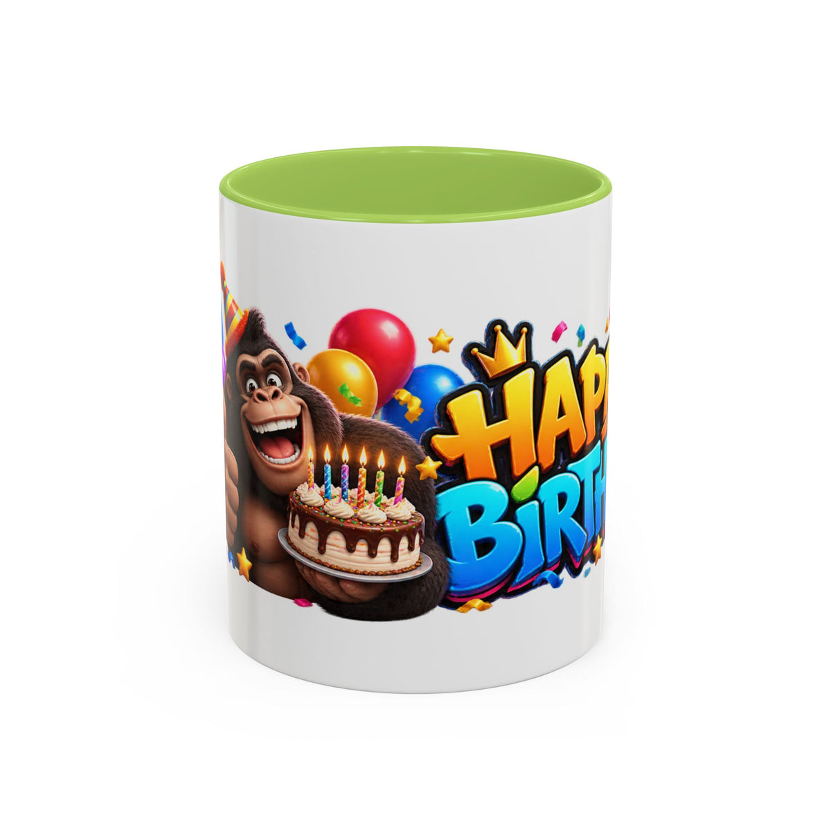 Gorilla Happy Birthday Mug - Colorful 3D Celebration Design