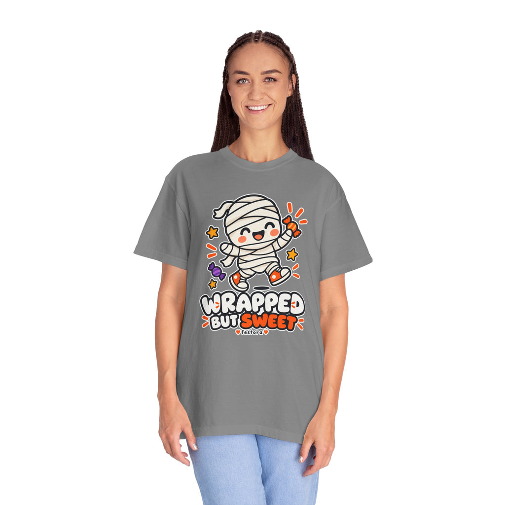 Wrapped but Sweet Halloween T-Shirt | Cute Mummy Graphic Tee