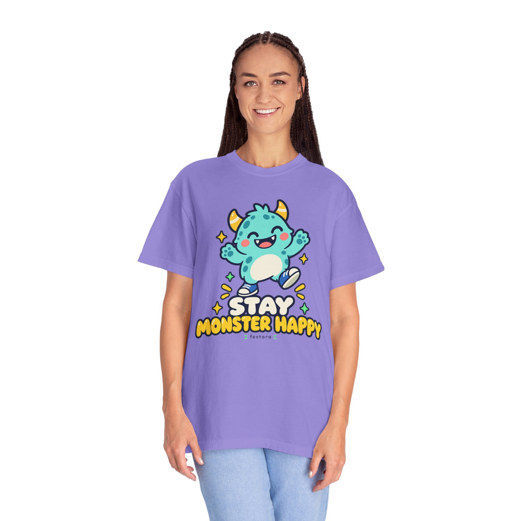 Stay Monster Happy – Cute Monster Graphic T-Shirt