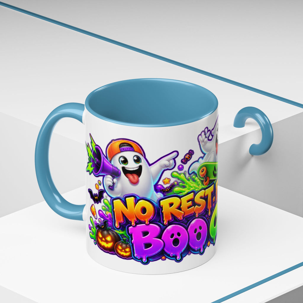 No Rest for the Boo Crew Crazy Ghosts Halloween White Mug