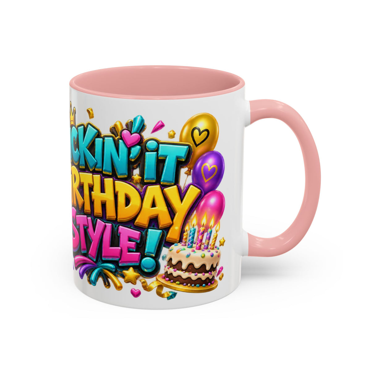 Kickin’ It Birthday Style Donkey White Mug – Funny Happy Birthday Party Cup, Cute Colorful Gift