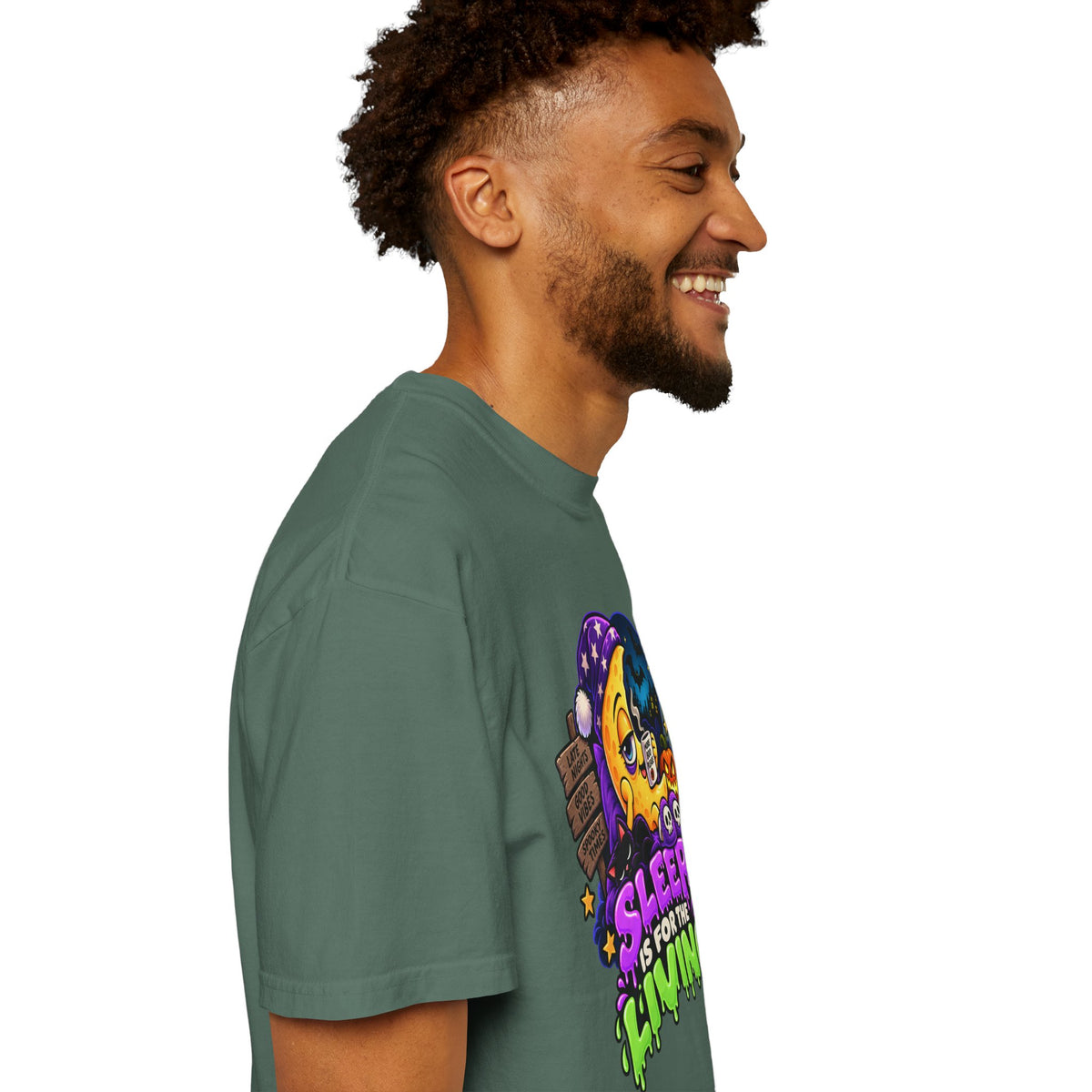 Sleep Is for the Living – Funny Halloween Moon T-Shirt