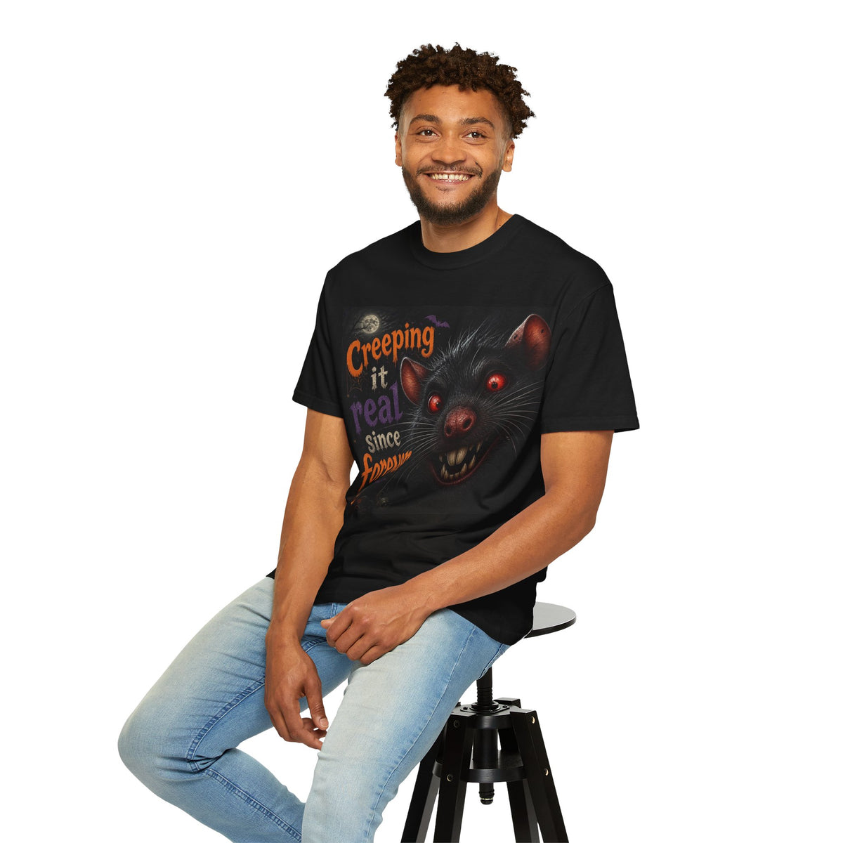 Creeping It Real Since Forever T-Shirt — Retro Halloween Horror Bat Tee
