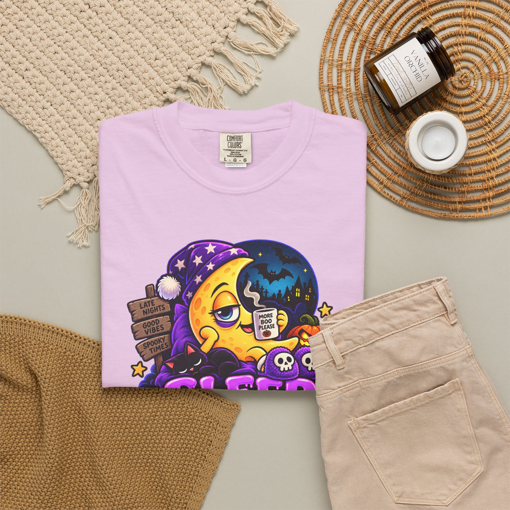 Sleep Is for the Living – Funny Halloween Moon T-Shirt