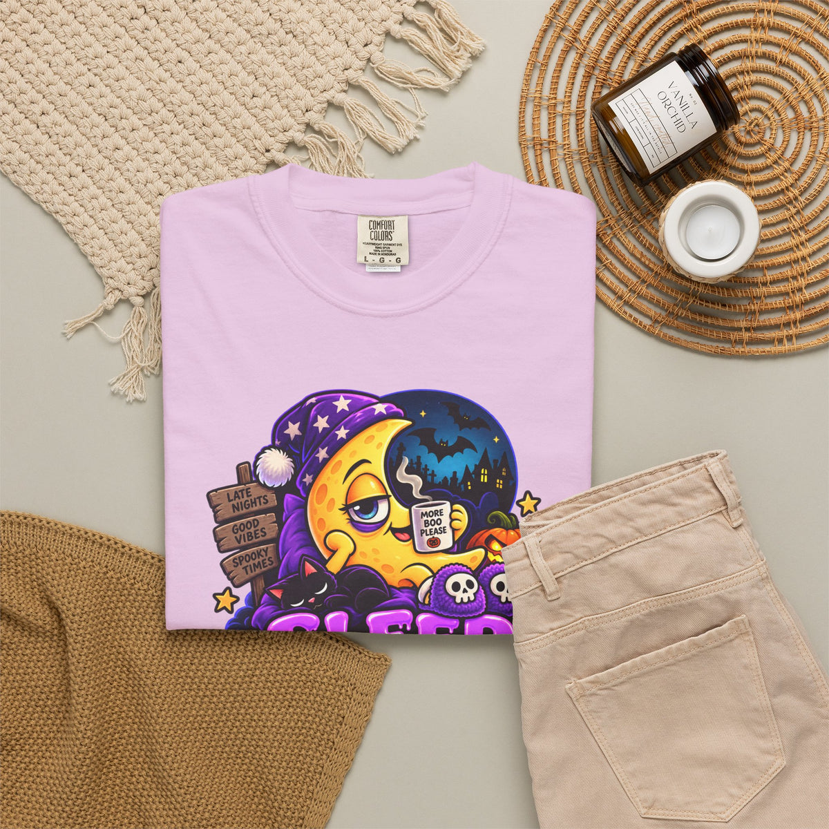 Sleep Is for the Living – Funny Halloween Moon T-Shirt
