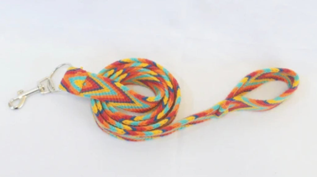Multicolor Handmade Wayuu Dog Leash – Colorful Woven Pet Lead