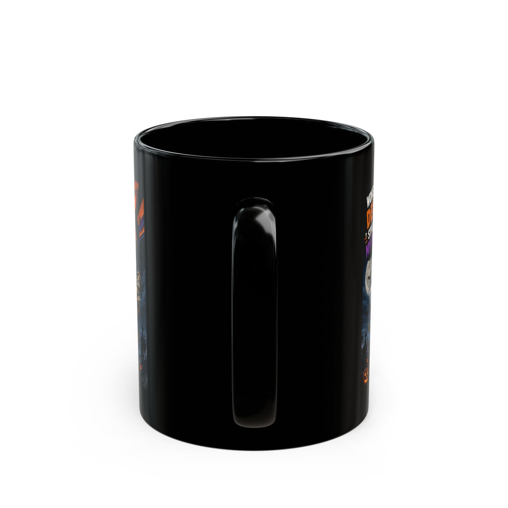 Halloween Mug — "Woke Up Dead, Still Need My Pillow" Ghost & Pumpkin Coffee Cup (11oz/15oz)