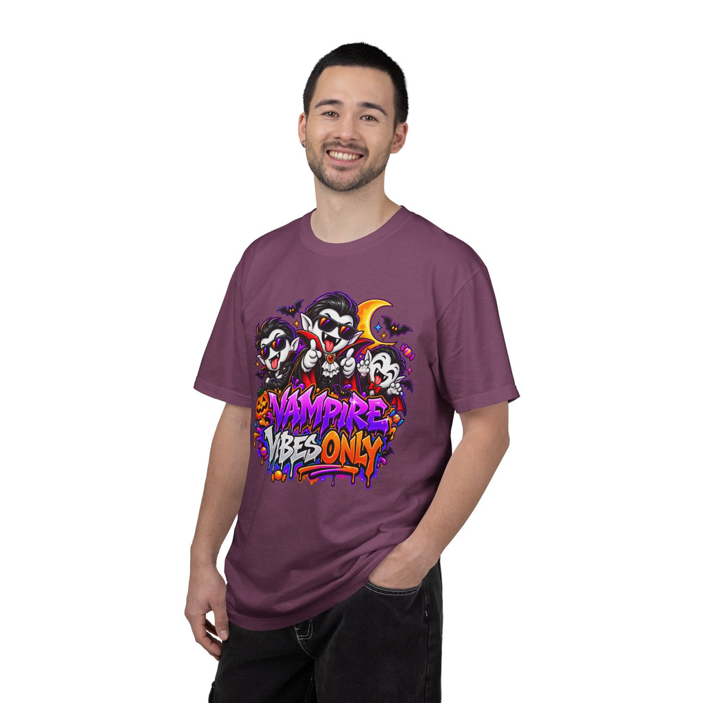 Neon Vampire Vibes Halloween Unisex Garment-Dyed T-Shirt Featuring a Cool Festora Vampire Crew