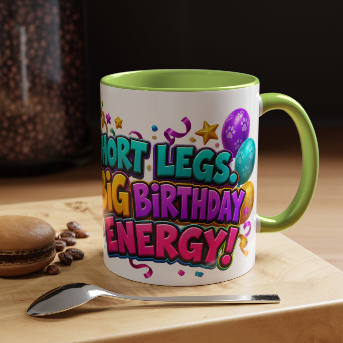 Short Legs Big Birthday Energy Basset Hound White Mug