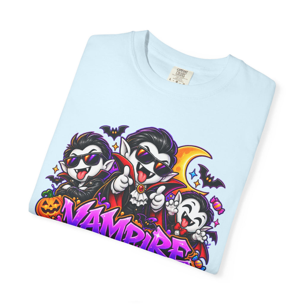 Neon Vampire Vibes Halloween Unisex Garment-Dyed T-Shirt Featuring a Cool Festora Vampire Crew