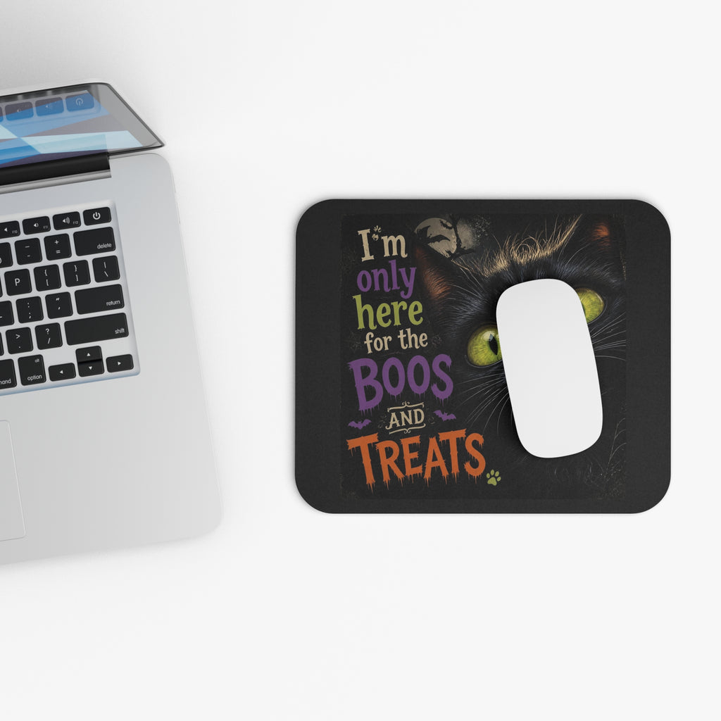 Halloween Cat Mouse Pad - "I'm Only Here for the Boos and Treats" Decorative Desk Mat