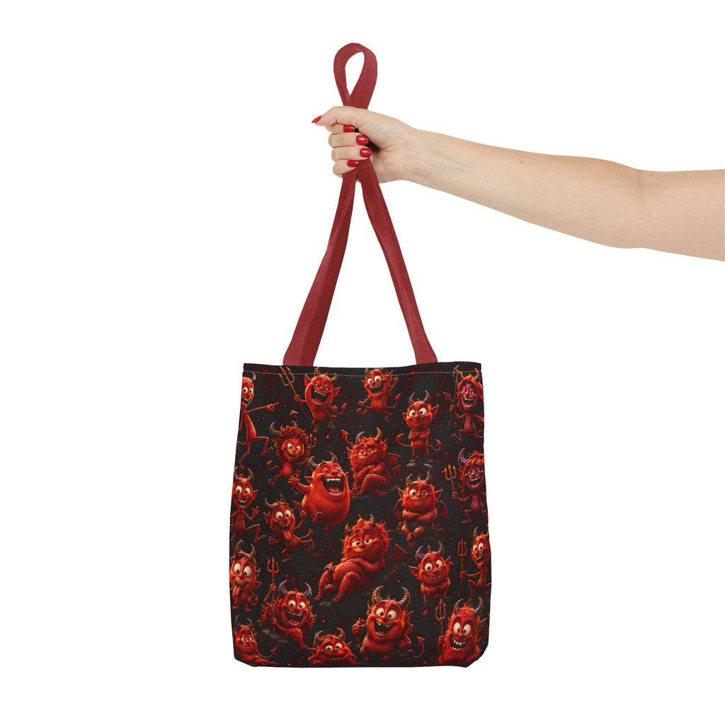 Funny Red Devils Tote Bag - Cute Mischievous Demon All-Over Print