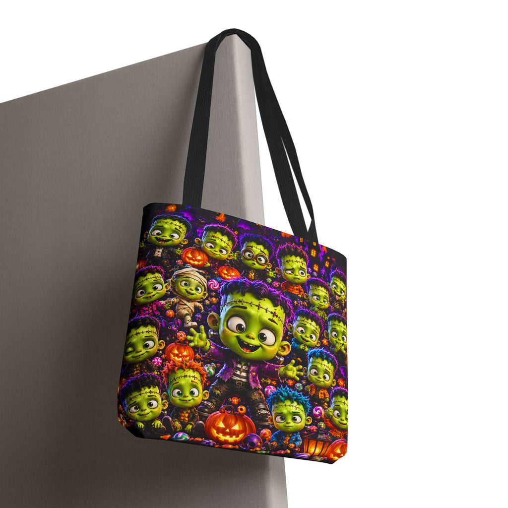 FestoraShop Funny Frankis Halloween Tote Bag - Cute 3D Monsters & Pumpkins