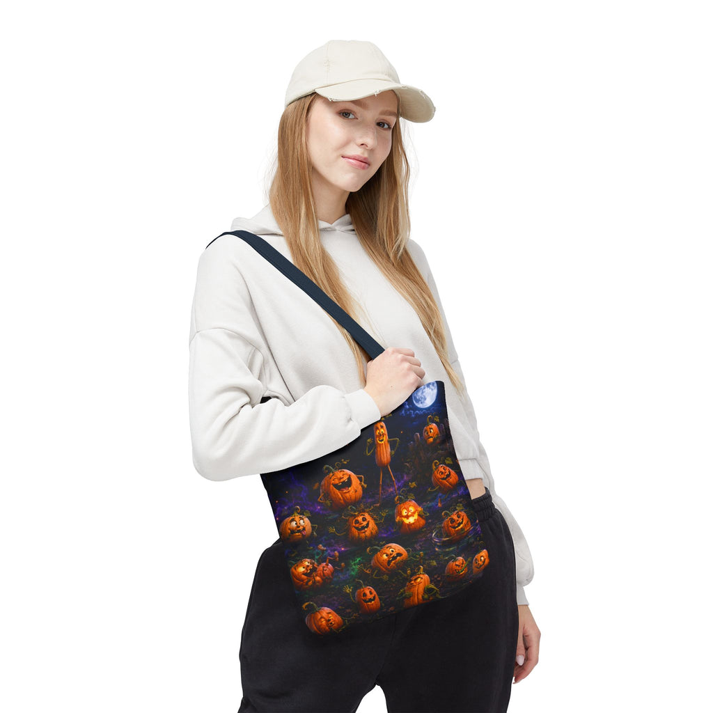 Halloween Pumpkin Patch Tote Bag — Spooky Jack-o'-Lantern All-Over Print