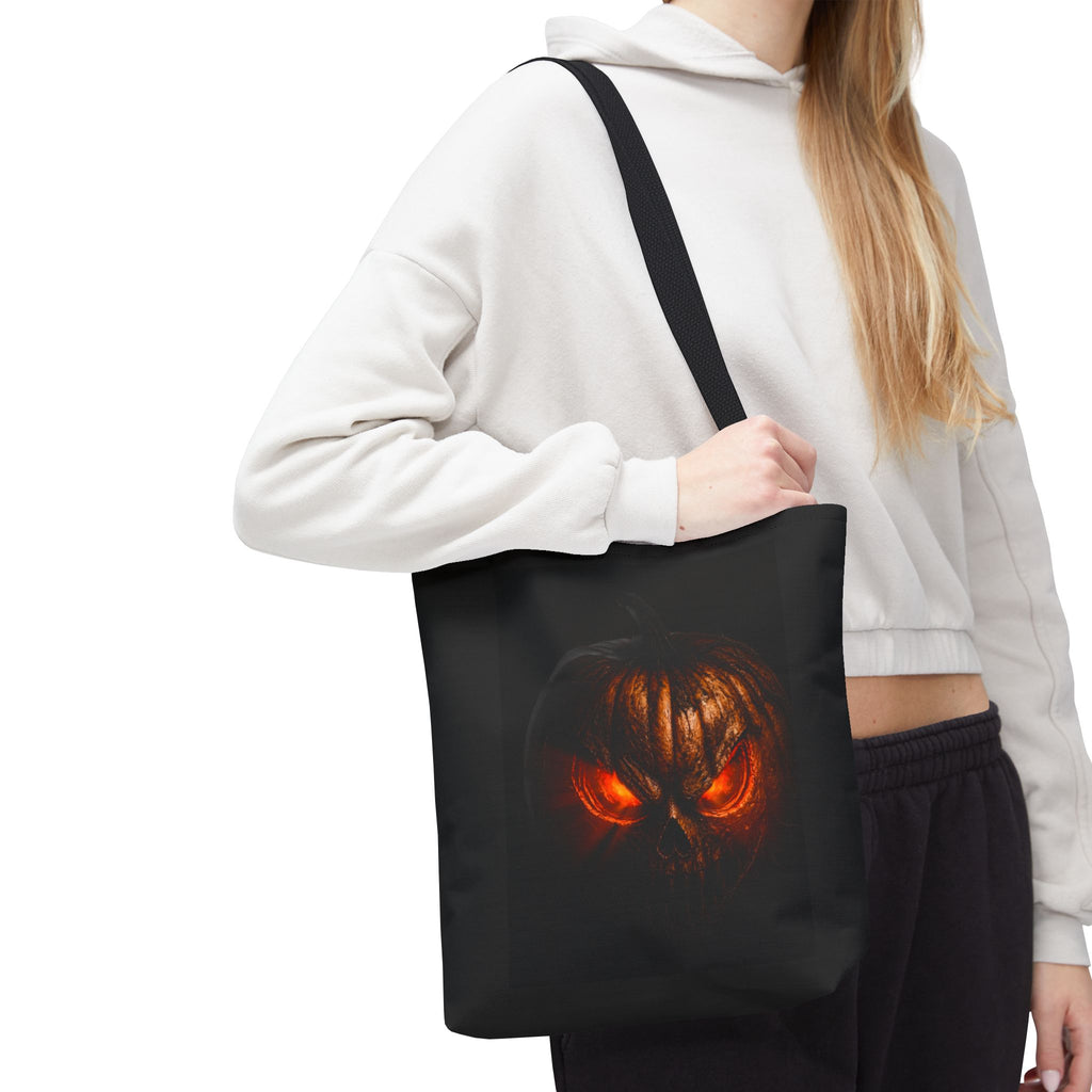 Spider Web Tote Bag — Creepy Red-Eyed Spider Halloween Grocery Tote