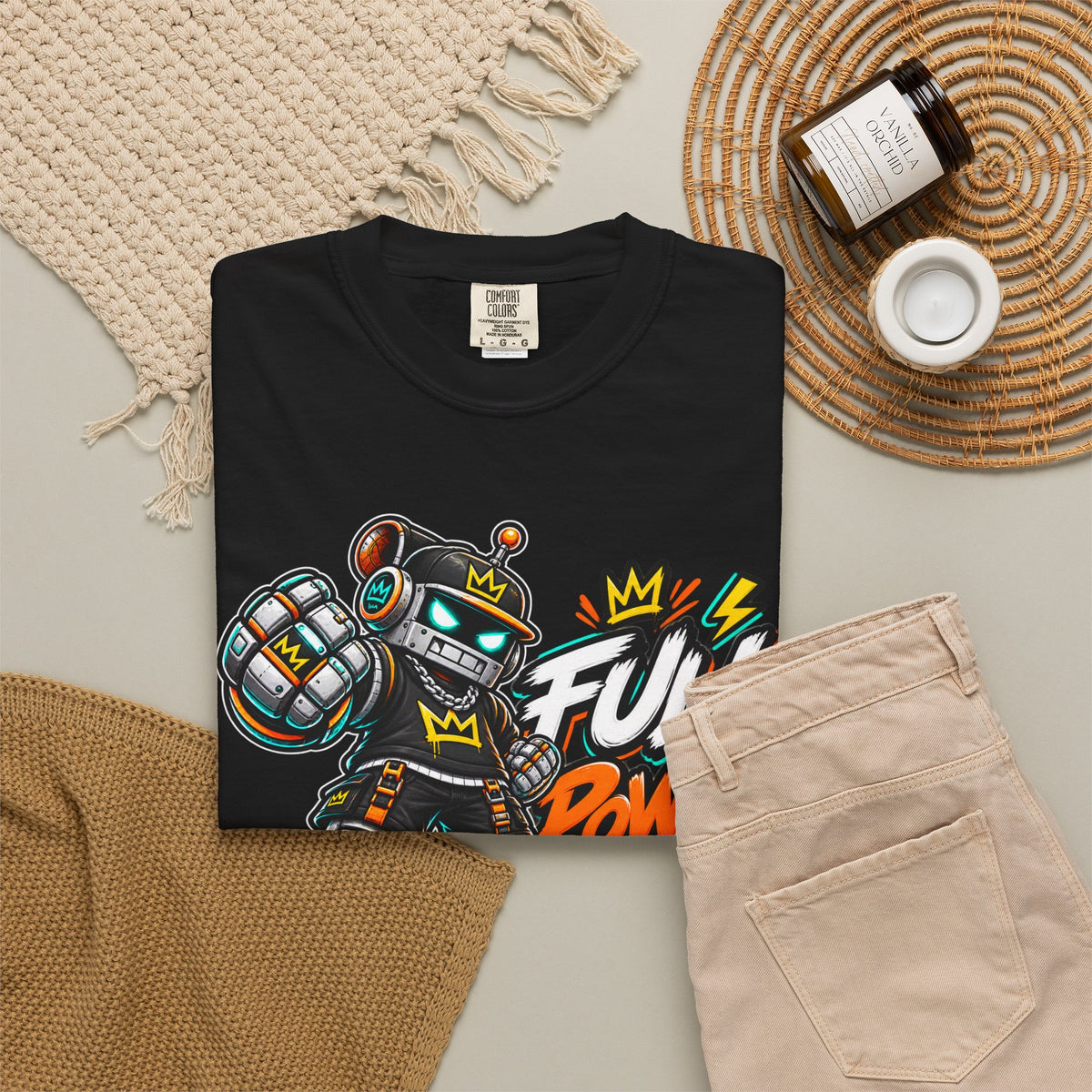 Full Power Robot Graphic T-Shirt — Retro Streetwear Tee
