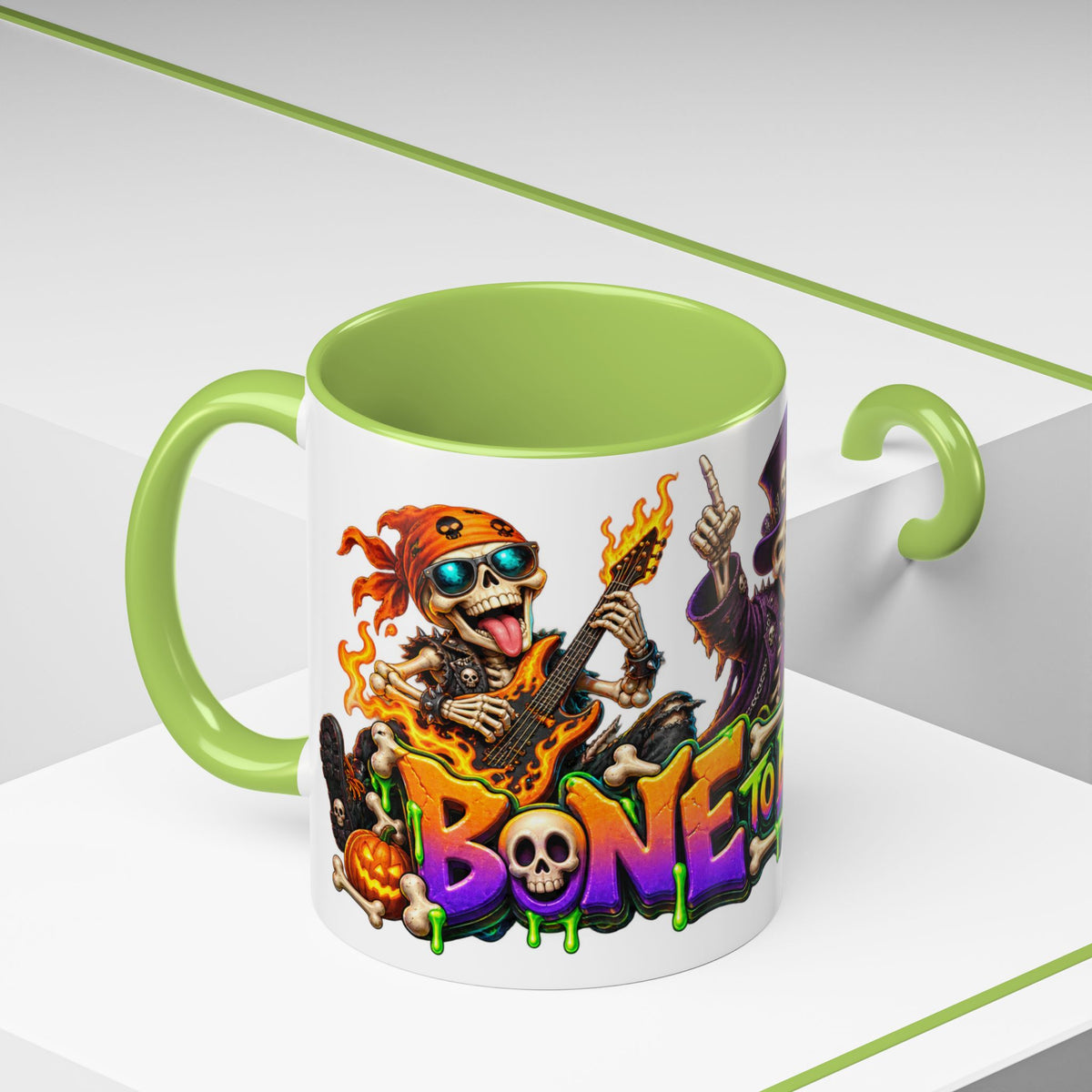 Bone to Be Wild Skeleton Crew Halloween White Mug