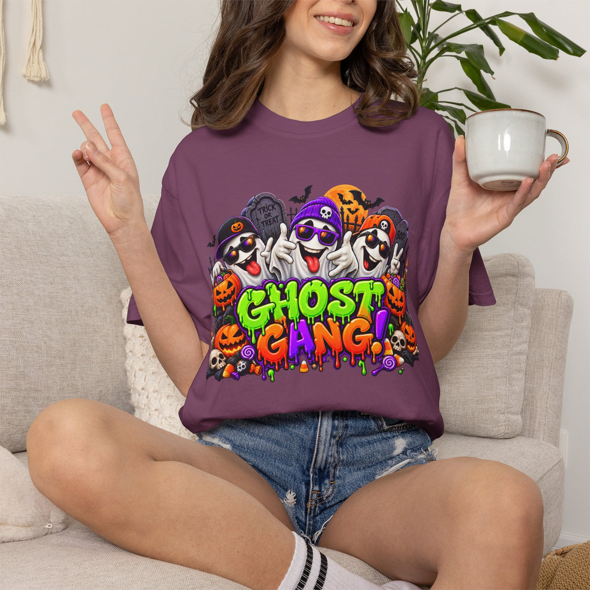 Ghost Gang Halloween T-Shirt – Funny Colorful Ghost Graphic Tee