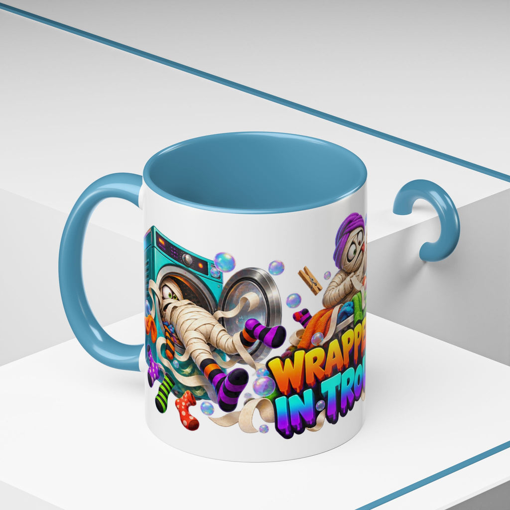 Wrapped Up in Trouble Mummy Halloween White Mug
