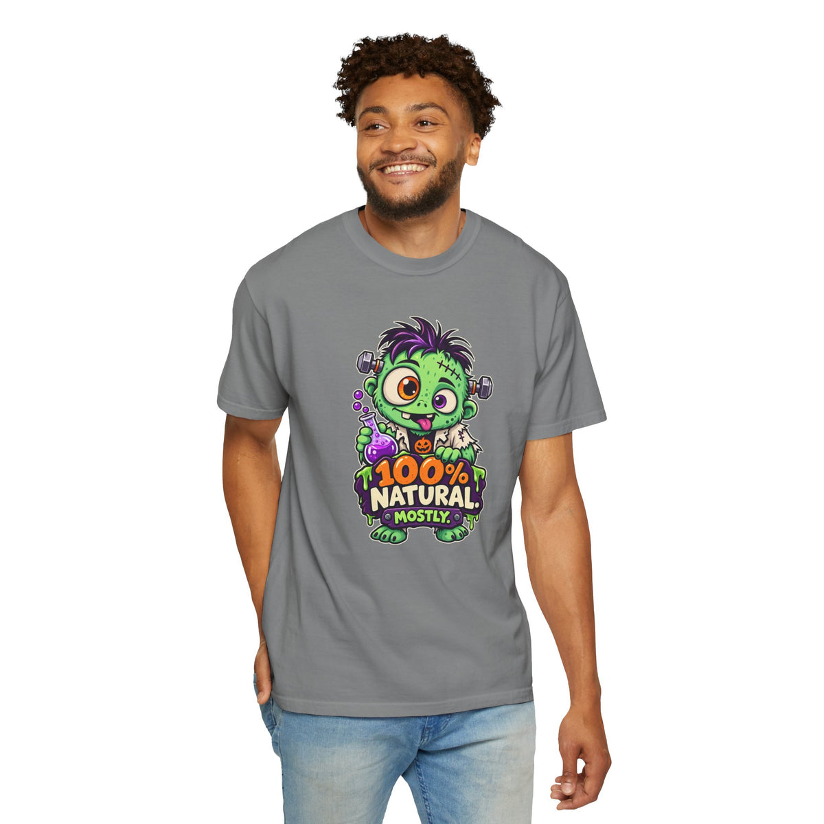 100% Natural. Mostly. – Cute Halloween Lab Monster T-Shirt