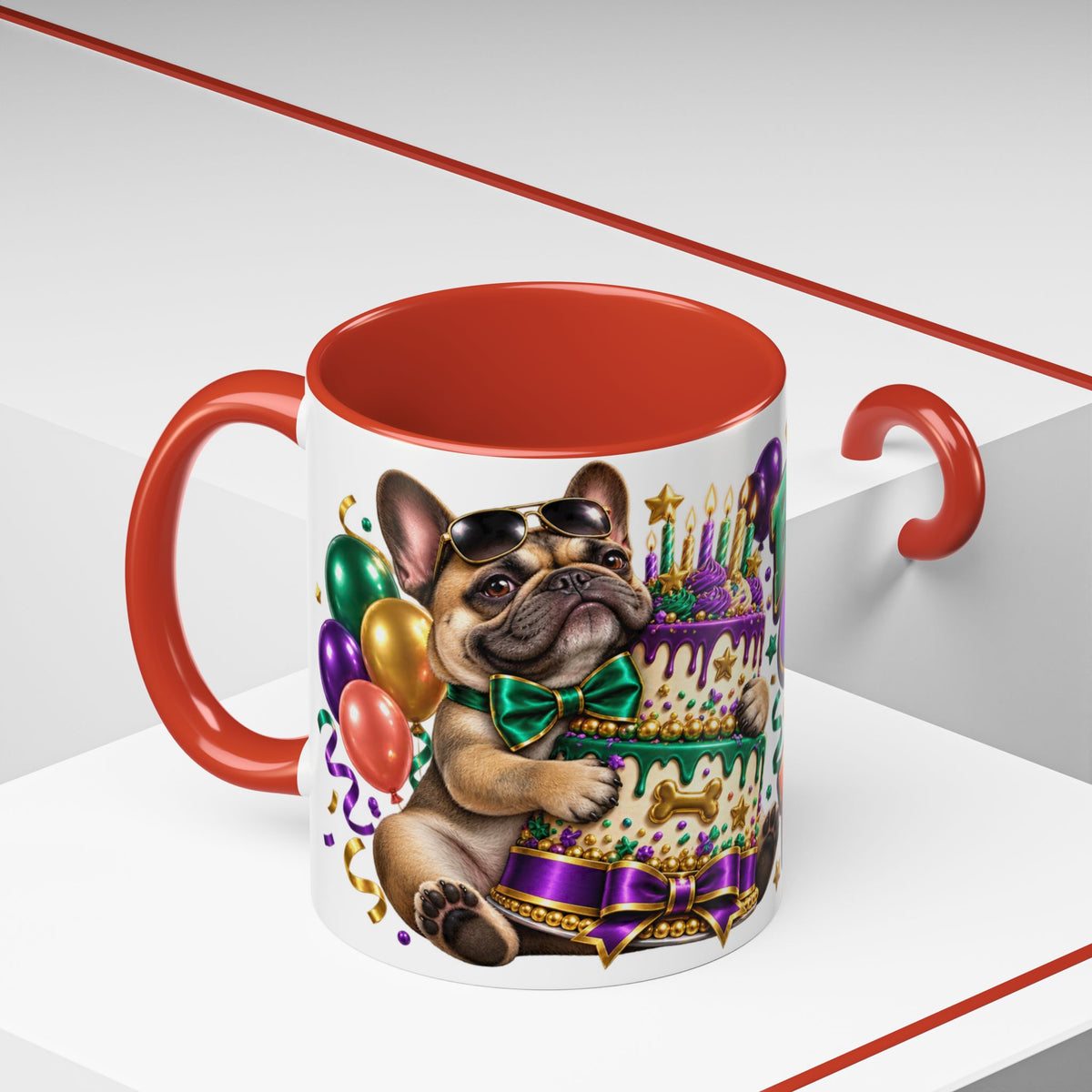 Built for Cake Born to Party French Bulldog White Mug