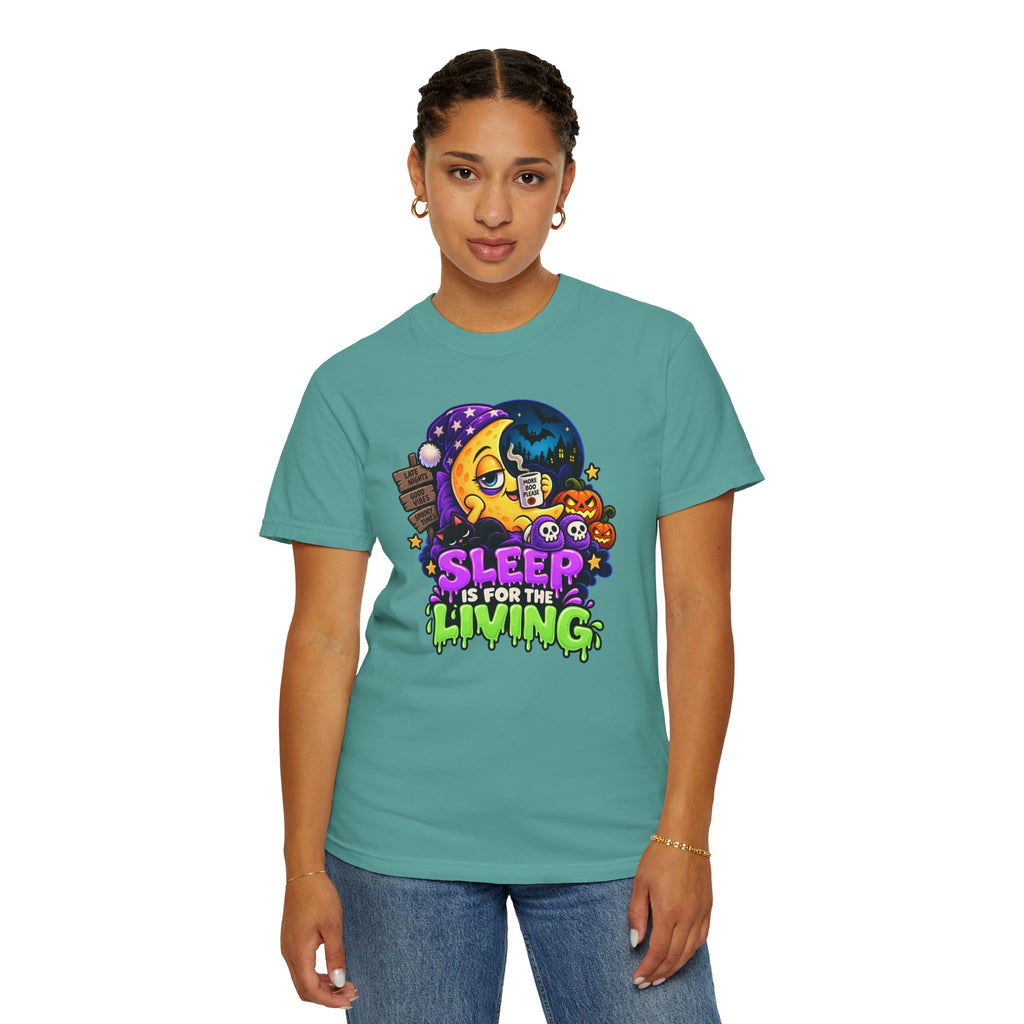 Sleep Is for the Living – Funny Halloween Moon T-Shirt