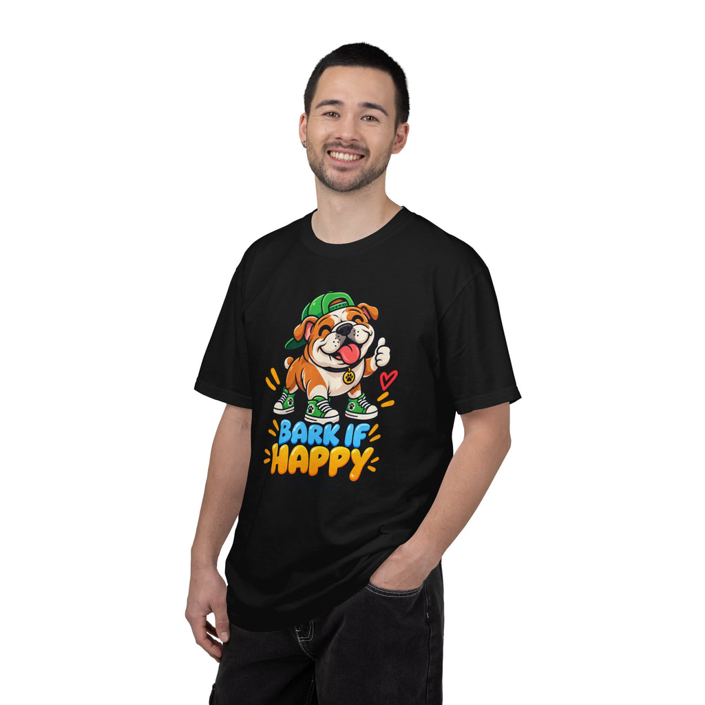 Bark If Happy – Cute Bulldog Graphic T-Shirt