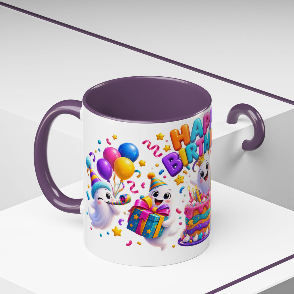 Happy Birthday Accent Coffee Mug - Colorful Celebration Mug (11oz, 15oz)