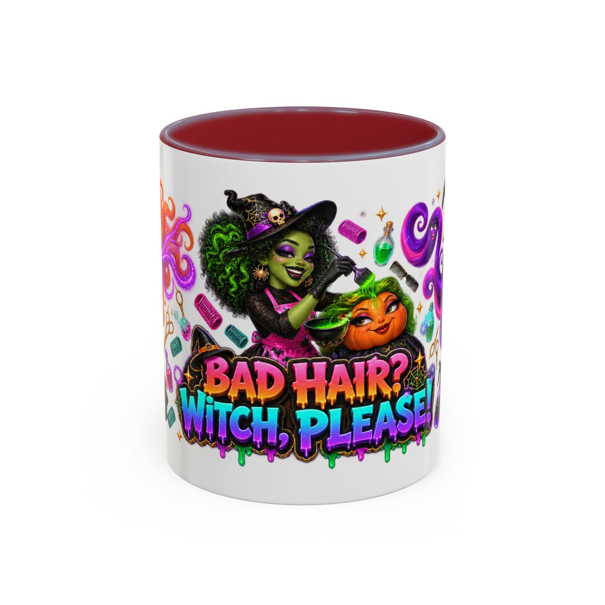 Bad Hair Witch Please Halloween Hairstylist White Mug