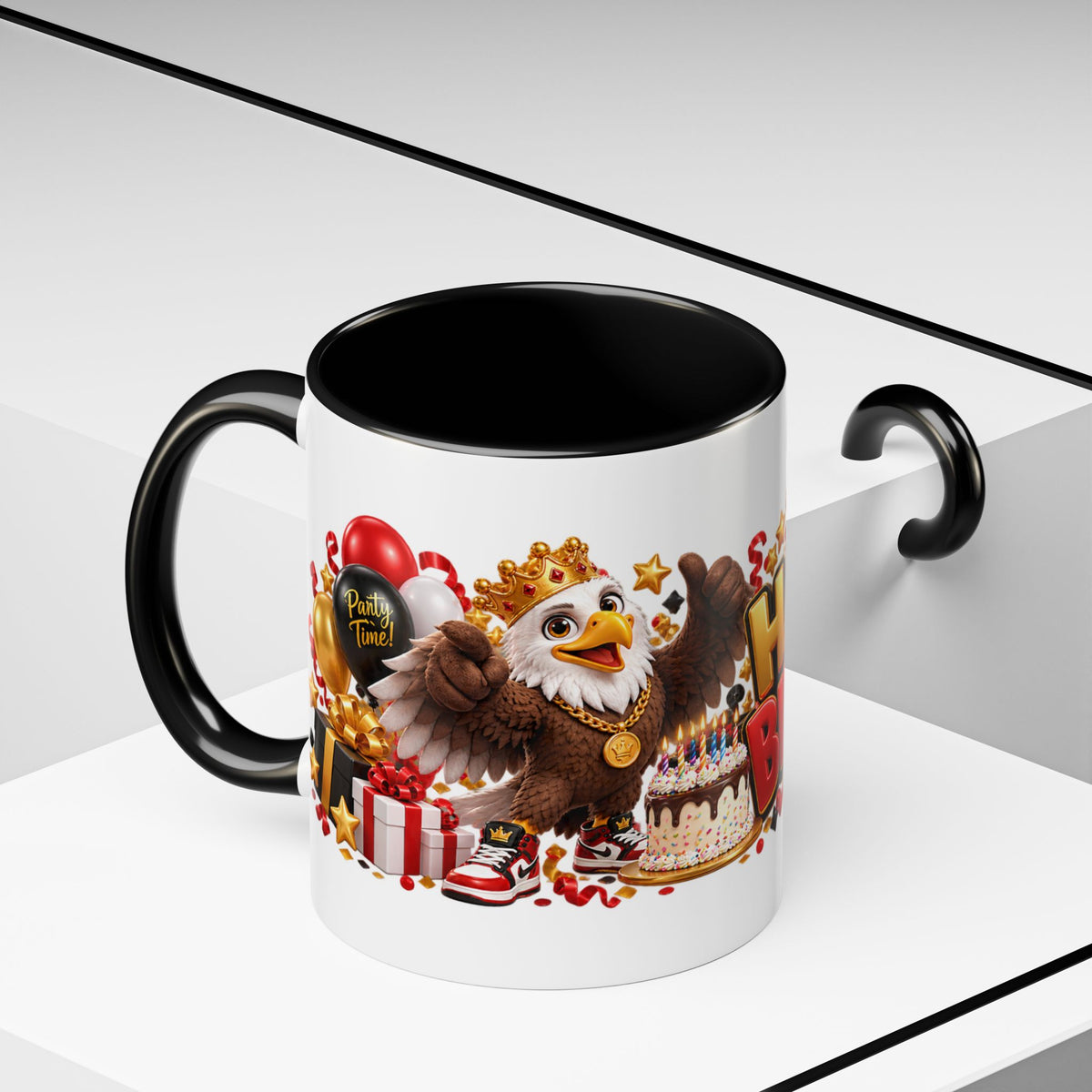 Happy Birthday Eagle Mug – Colorful 3D Birthday Gift – White Coffee Mug