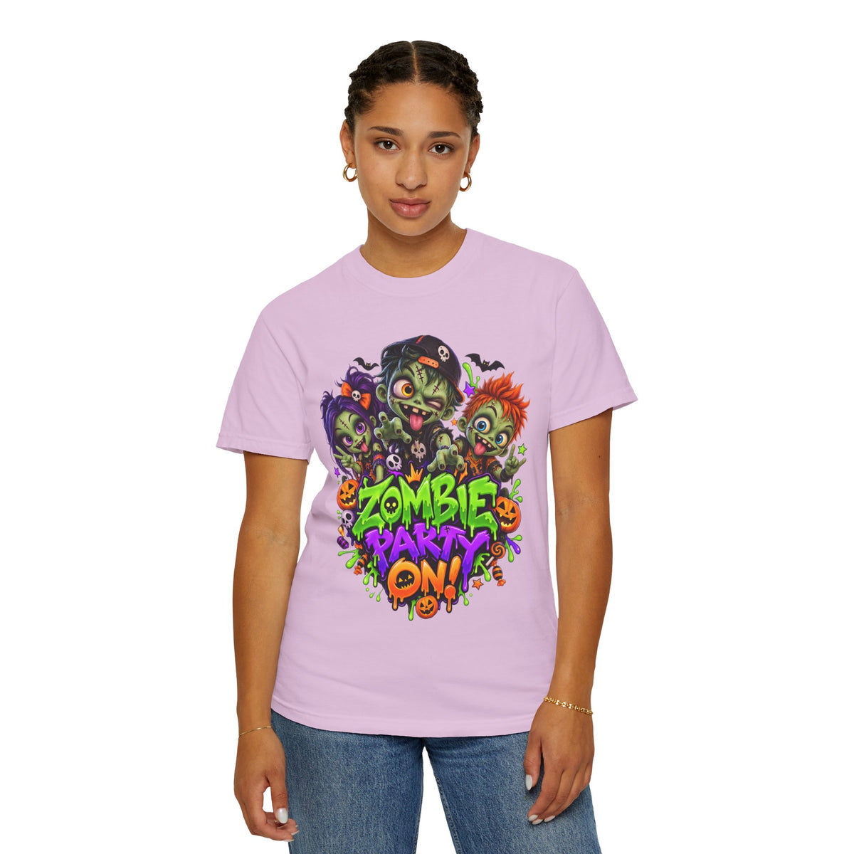 Zombie Party On! – Halloween Zombie Crew Graphic T-Shirt
