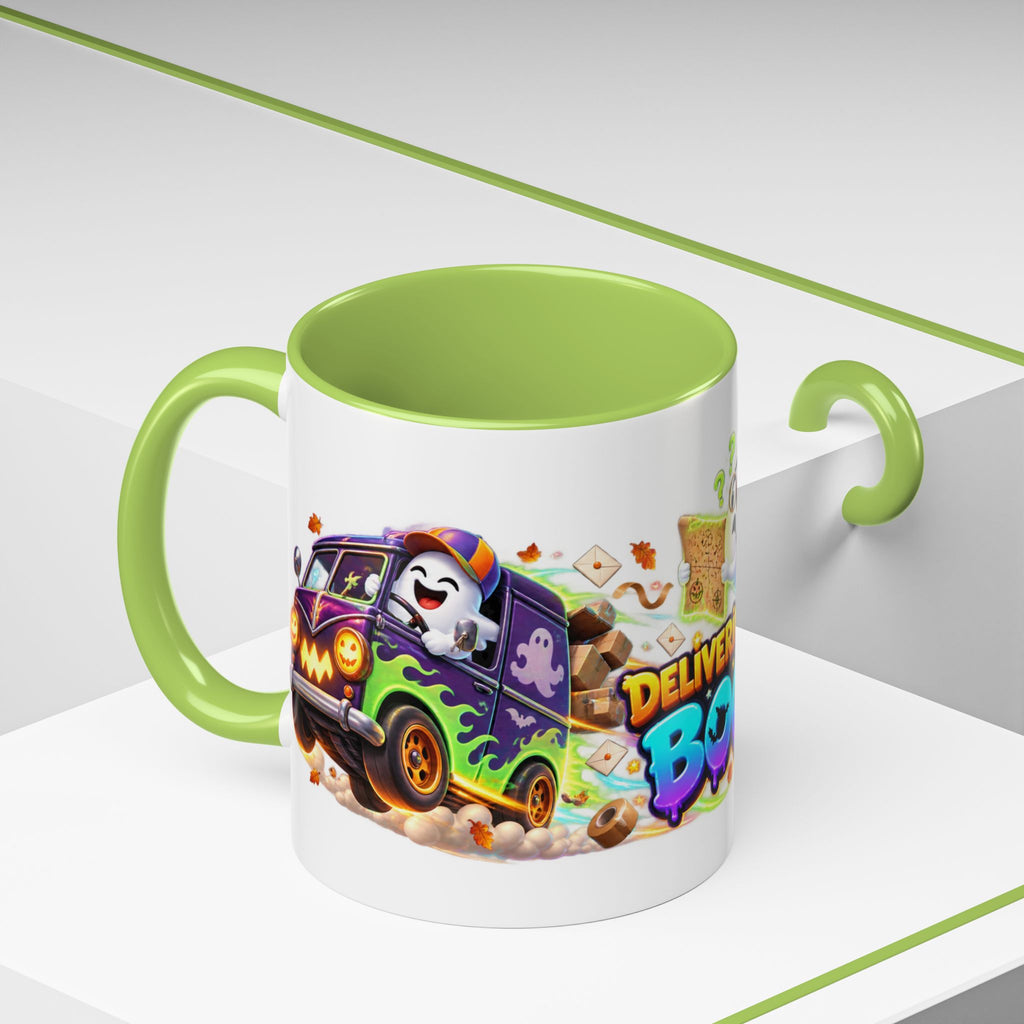 Delivering the Boos Ghost Delivery Halloween White Mug