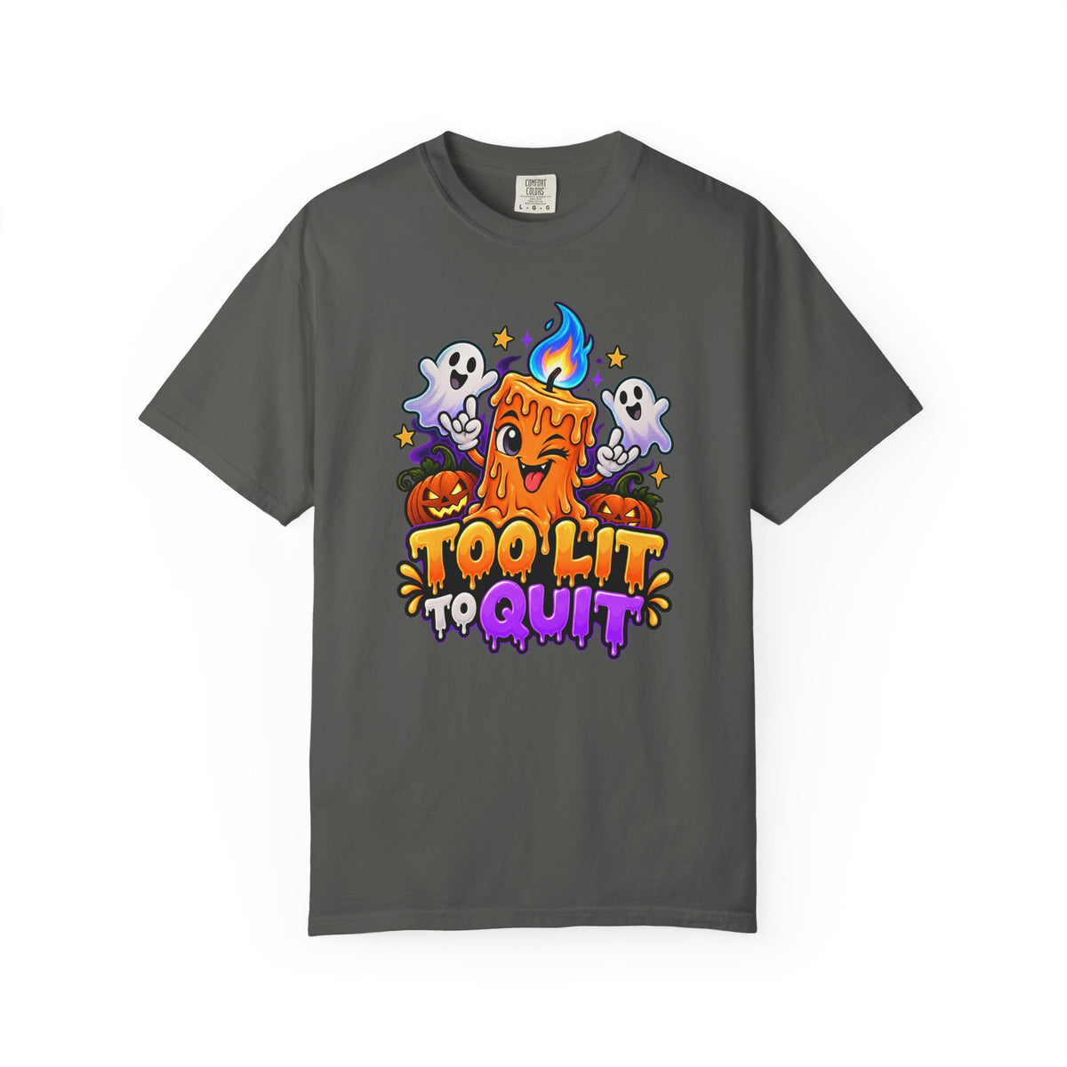 Too Lit to Quit – Funny Halloween Candle T-Shirt
