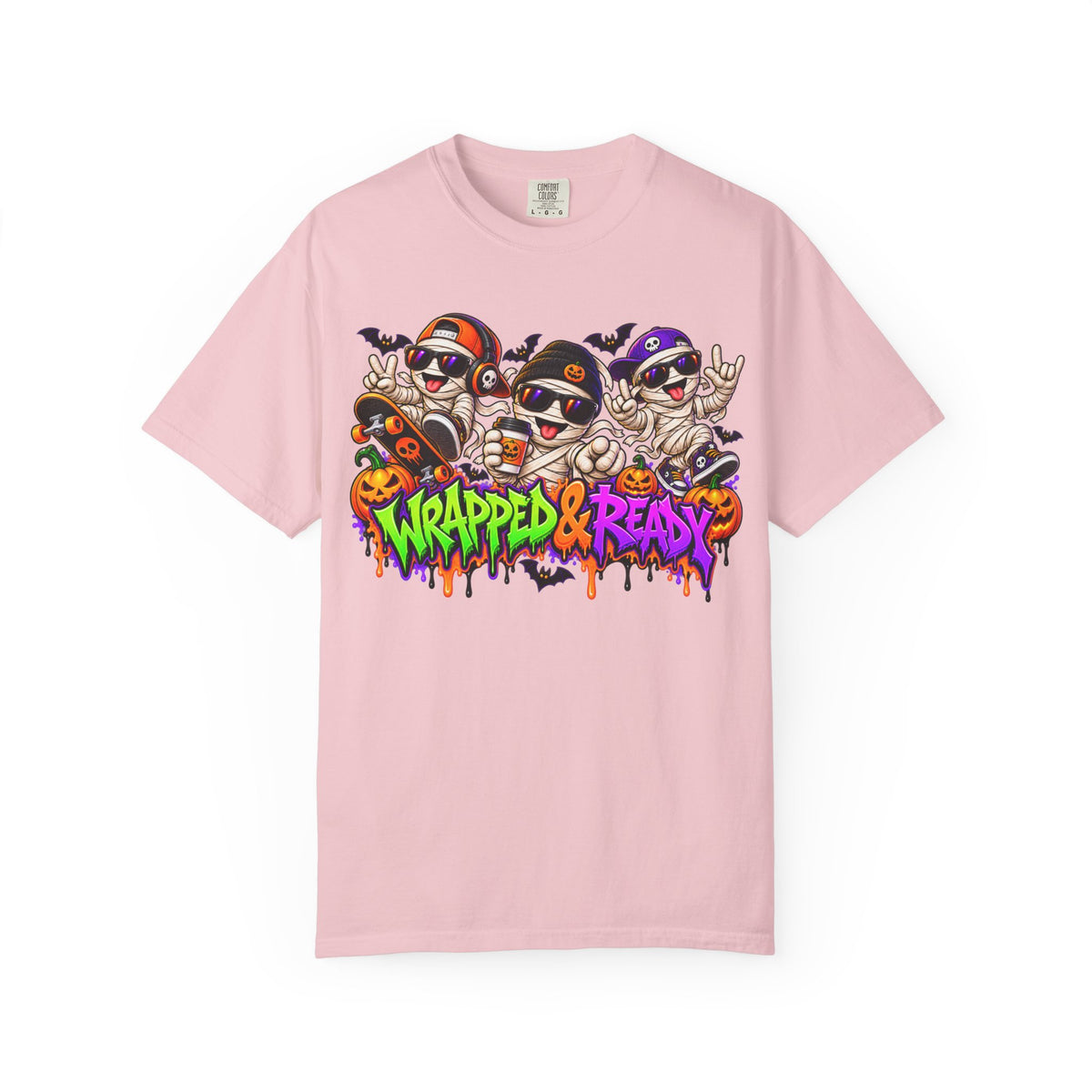 Wrapped & Ready – Halloween Mummy Crew Graphic T-Shirt