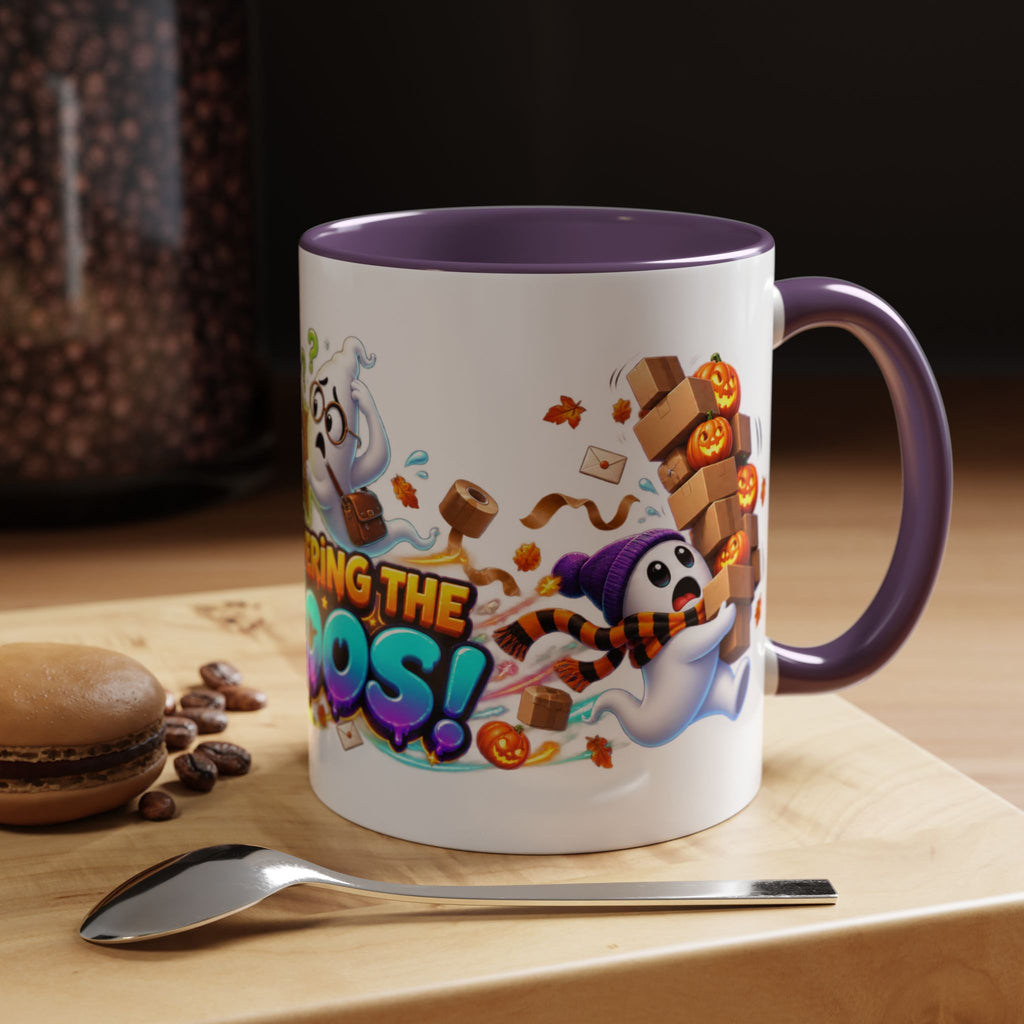 Delivering the Boos Ghost Delivery Halloween White Mug