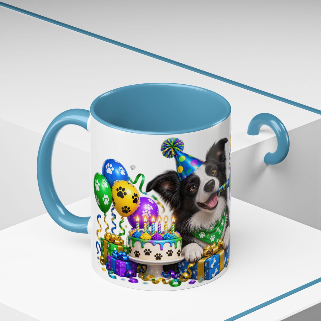 Herd the Crew Border Collie Birthday White Mug