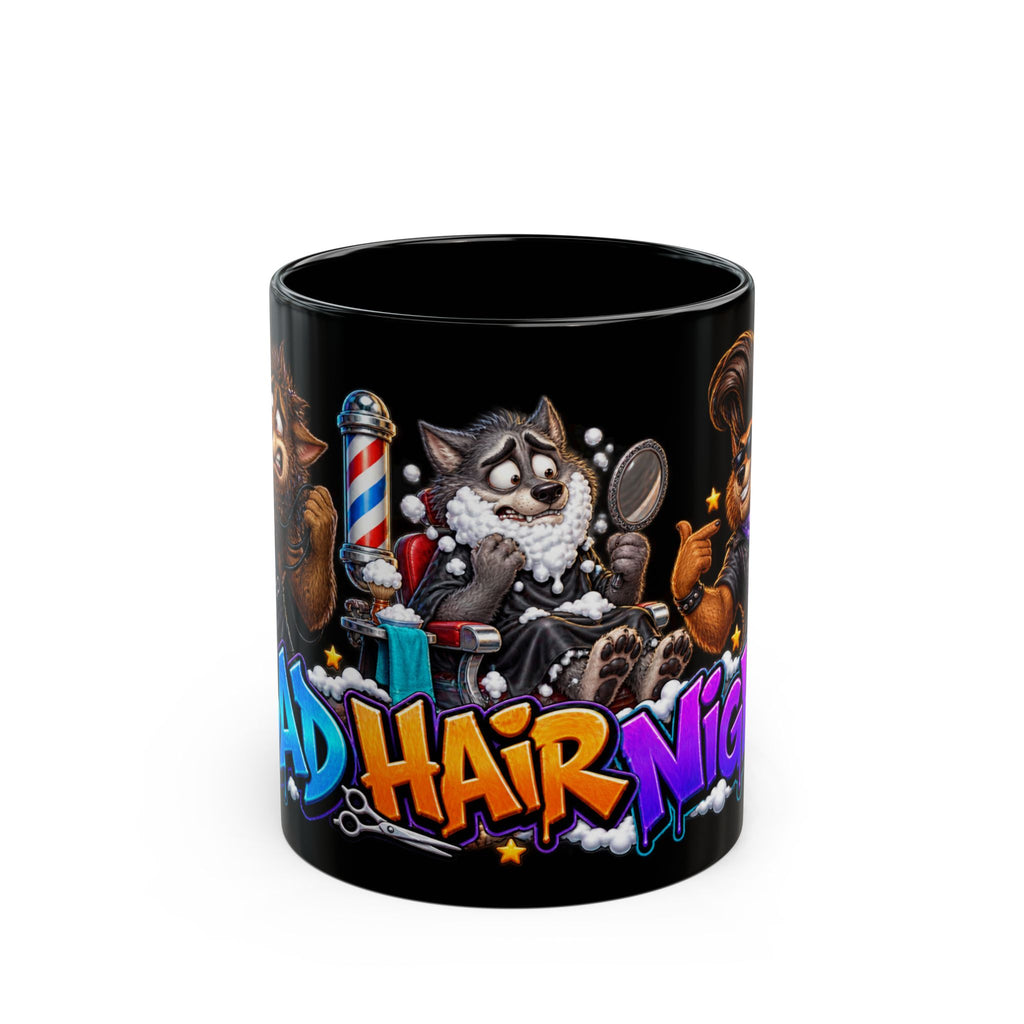Bad Hair Night Funny Werewolf Barber Halloween Black Mug