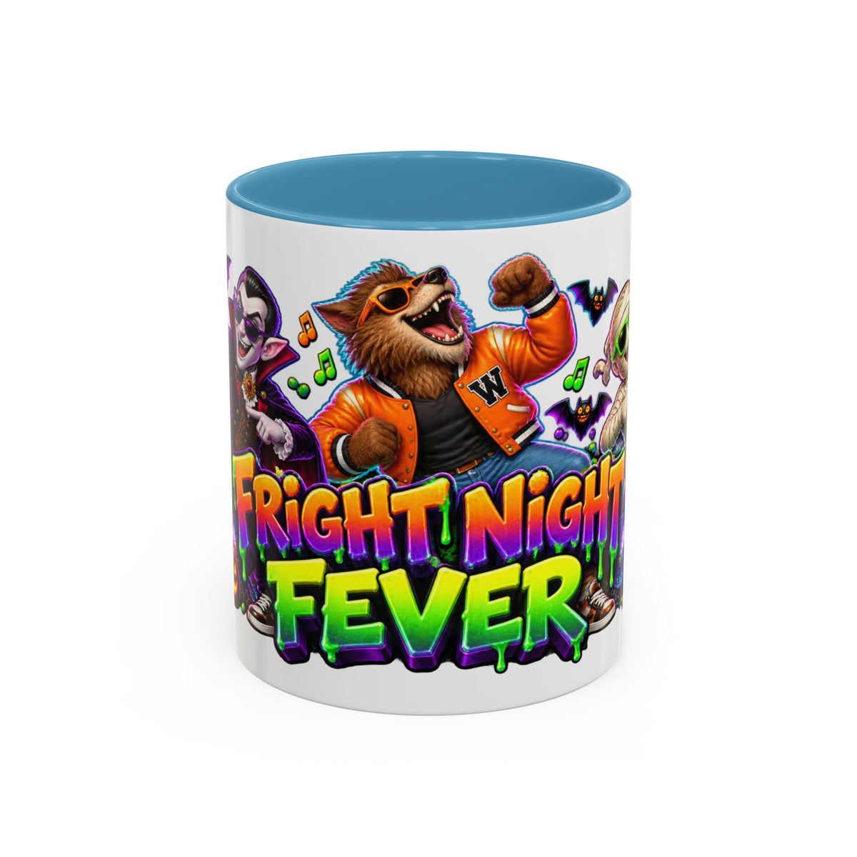 Fright Night Fever Dancing Monsters Halloween White Mug